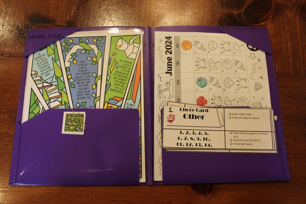 Folder opened with all of the items inside.