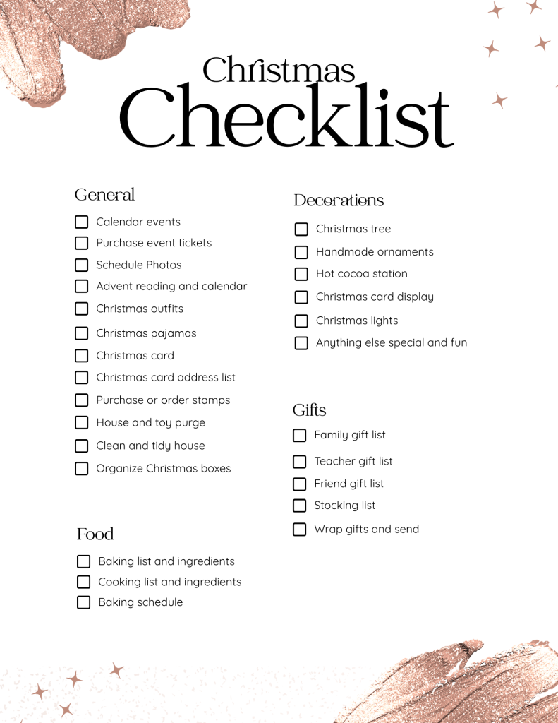 Christmas Prep Checklist